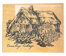 Country Cottage Cozy Woods Cabin Home Cute House PSX K-1459 Wood Rubber Stamp