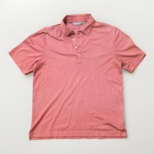 Travis Mathew Men's L Pink Polo Shirt Short Sleeve Collared Solid Logo Button
