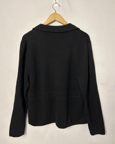 Talbots Sweater Womens Extra Large Black Pure Merino Wool Cardigan Blazer Knit - Picture 3 of 7
