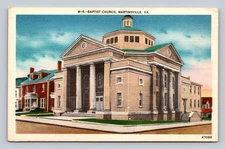Vintage Baptist Church Martinsville VA Linen Postcard M-5 47089