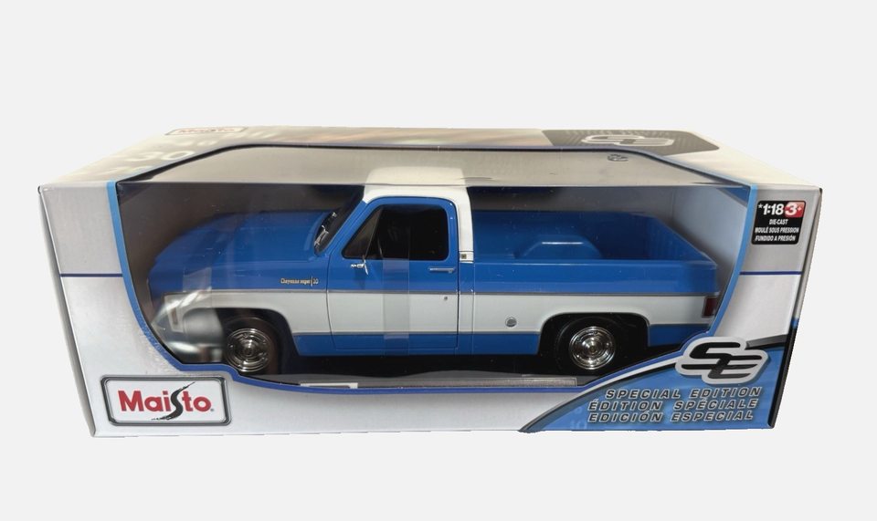 Maisto 1:18 Chevrolet C10 Cheyenne Super 1974 – Modello Diecast Bianco E Blu