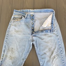 VTG Levis 501 Button Fly Jeans Mens 30x28 Blue Grunge Distressed Denim 80's USA