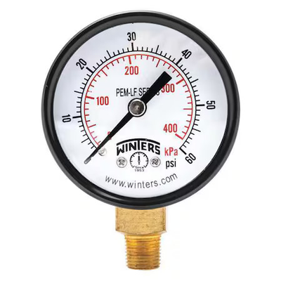 #ad Winters Pem207lf Lead Free Pressure Gauge 0 To 60 Psi 2 In Dial 1 8 In Npt $11.49