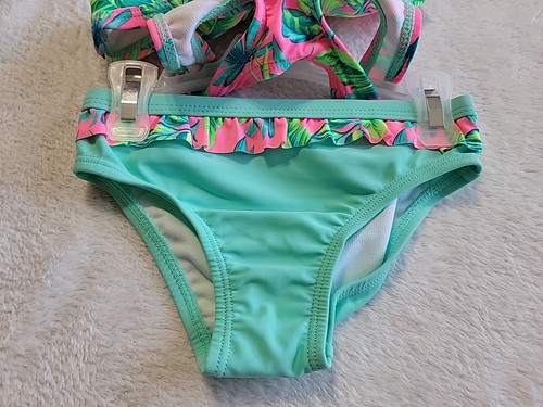 Neu mit Etikett Wonder Nation Kleinkind Mädchen Rüschen Bikini Schwimmen 2-teilig mehrfarbig Gr. 2T UPF 50+ - Bild 3 von 7
