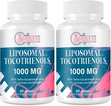 Liposomal Tocotrienols Supplement 1000mg, Vitamin E, 60 Count Pack of 2 
