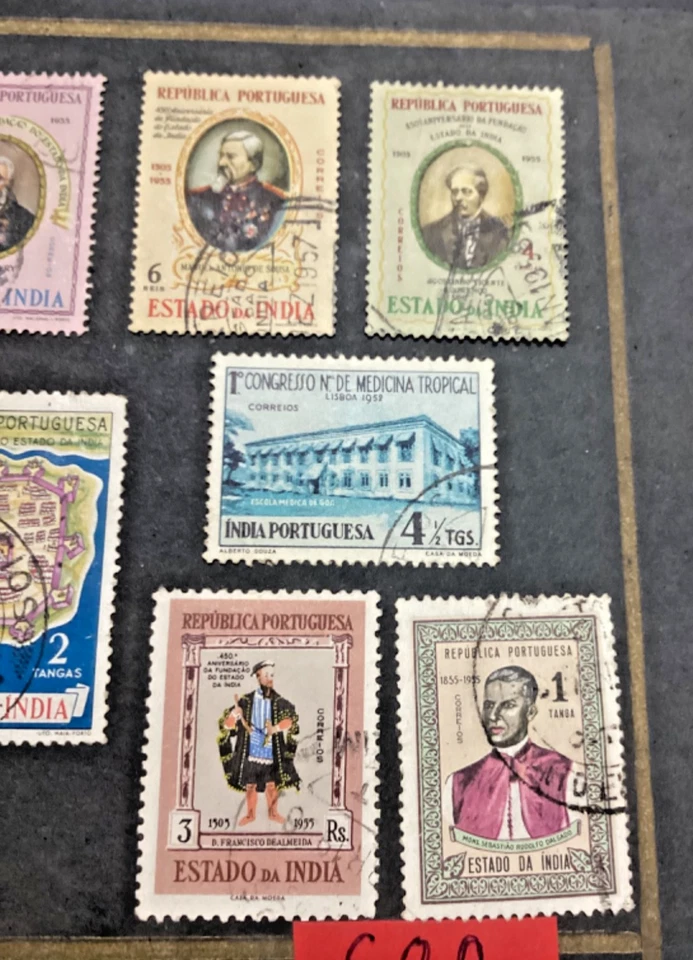 British Portuguese Indian State Stamps Lot Currencies Reis Tangas & Rupees - Image 2 of 4