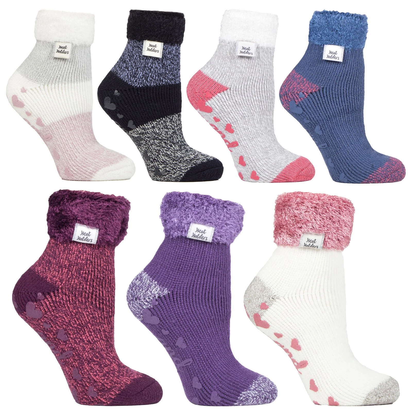Womens Fluffy Top Quarter Bed Socks by Heat Holders - Thermal Sleep Socks