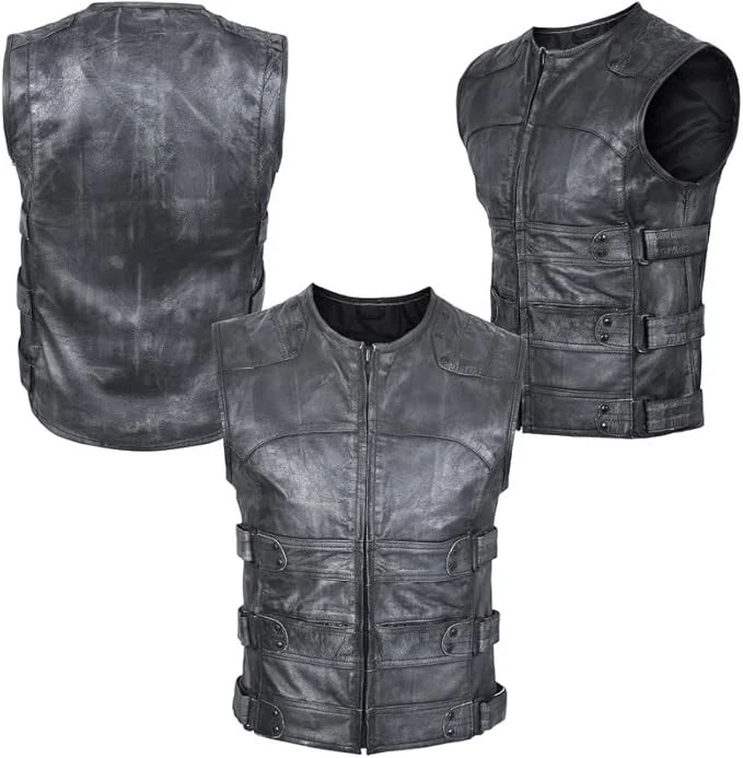 Colete de couro genuíno para motociclista ARD CHAMPS™ – alça lateral colete para motociclista - Imagem 2 de 4