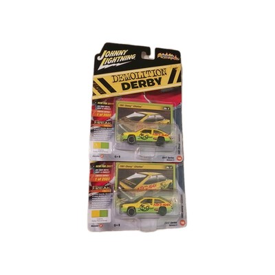 Lot Of 2 Johnny Lightning Demolition Derby Yellow  1981 Chevy Citation - New!