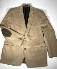 CHAPS Corduroy Blazer Men s 48L Tan With Elbow Patch Retro Ivy League Preppy