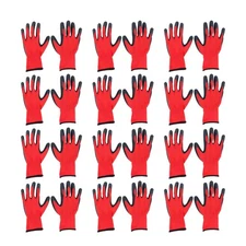12 Pairs M-Size Large Crinkle Latex Rubber Coated Safety Work Gloves