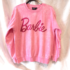 Barbie Sweatshirt Sz M Pink Crew Neck Soft