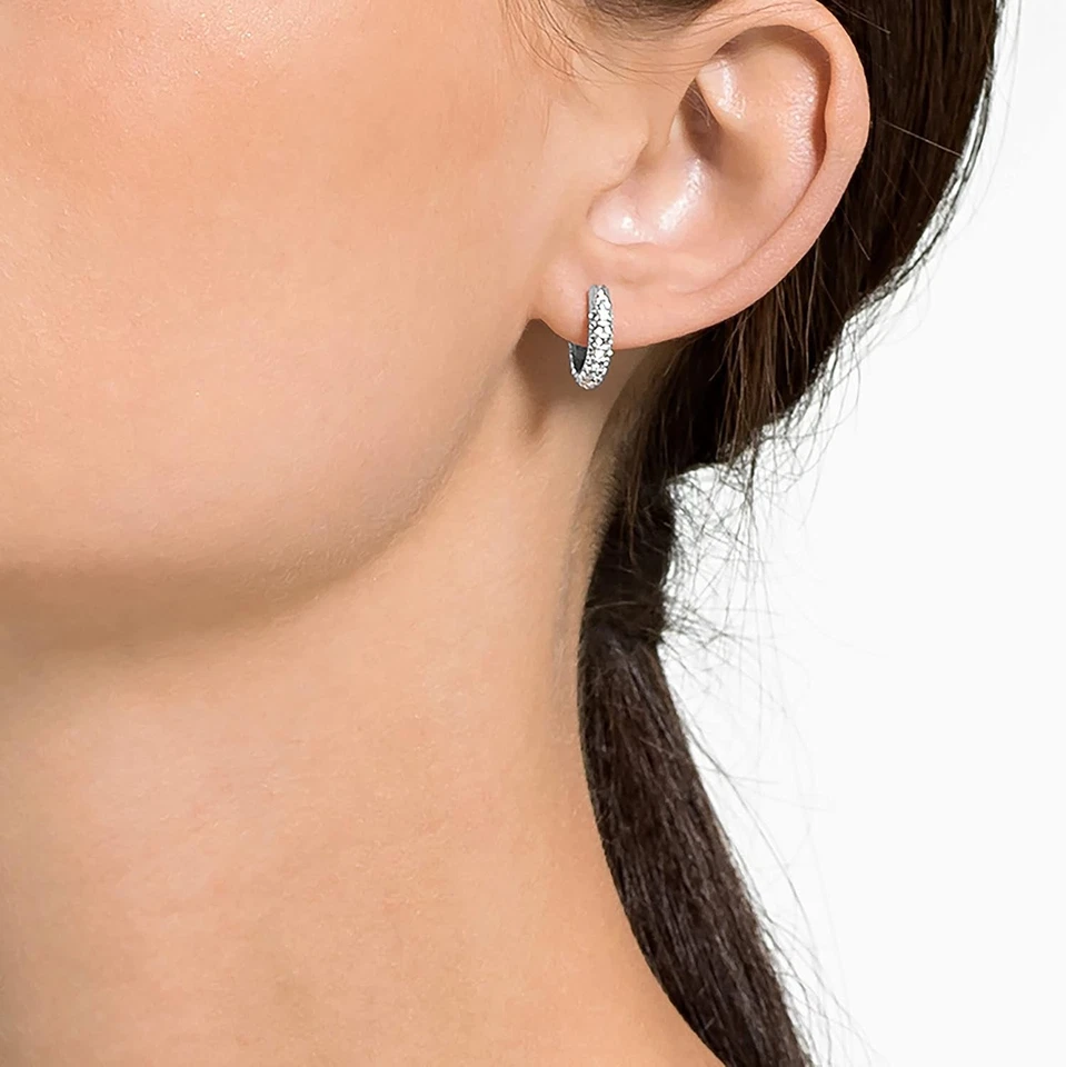Swarovski Stone Hoop Earrings White Rhodium plated  - Image 3 of 4