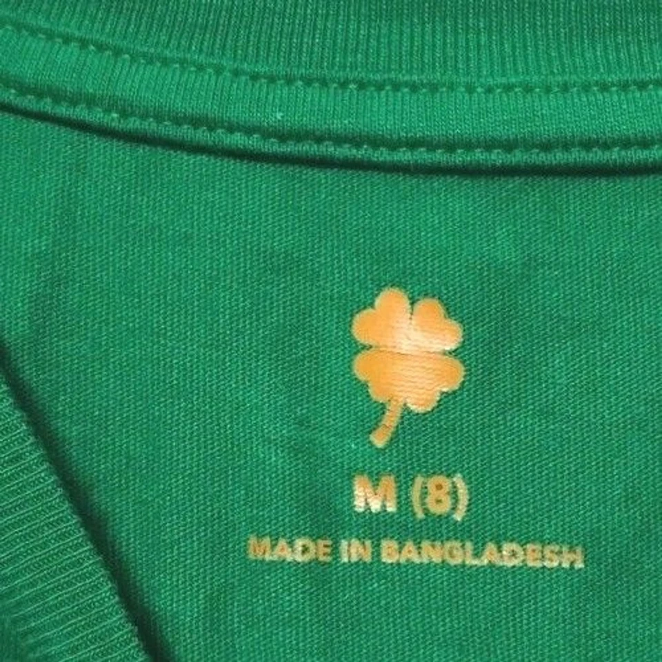 Camisa del Día de San Patricio para Niños Talla Mediana Verde Manga Corta Tréboles Huesos Grap Foto 3 de 4