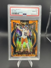 2024 Panini Select - Bo Nix #30 Orange Shock Prizm /499 (RC) - Broncos • PSA 10