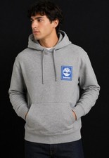 Image of TIMBERLAND Men’s Grey Hoodie Large Blue Logo TB0A1O91 Pullover Sweatshirt BNWT