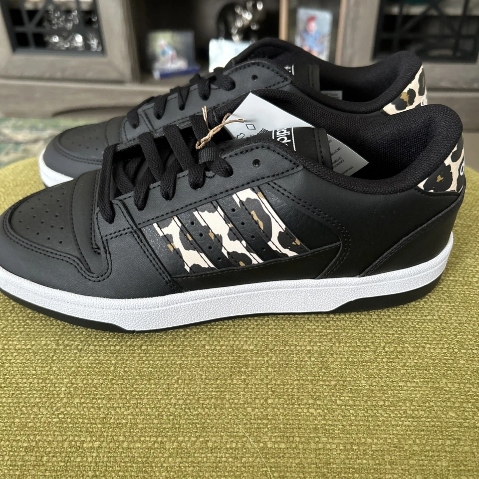Adidas Mujer Talla 8 1/2 Negro Con Rayas Leopardo Tenis Zapatos Foto 4 de 4