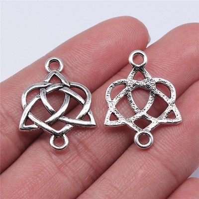 12 or 30PCS Antique Silver Celtic Knot Heart Connector Charm Pendant GGS361