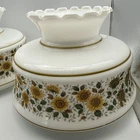 2Vintage Lamp Shade White Milk Glass Hurricane Sunflower Abigail Adams 7" Fitter