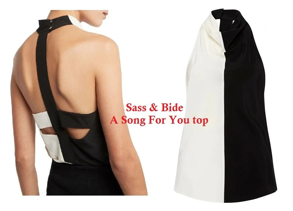 Sass & Bide Black & White Silk Top Size AU8/US4 100% Silk