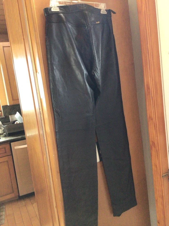 复古牧马人真皮裤子女式 7 码,高腰,有衬里 — 第 3/4 张图片