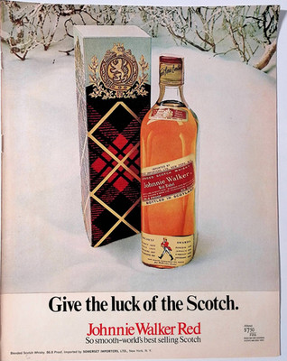 1970 Johnnie Walker Red Scotch Winter Snow Vintage Liquor Print Ad LIFE Dec 4