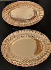 Peach Lustre Swirl by Anchor Hocking 13” Oval Platter Lot of 2