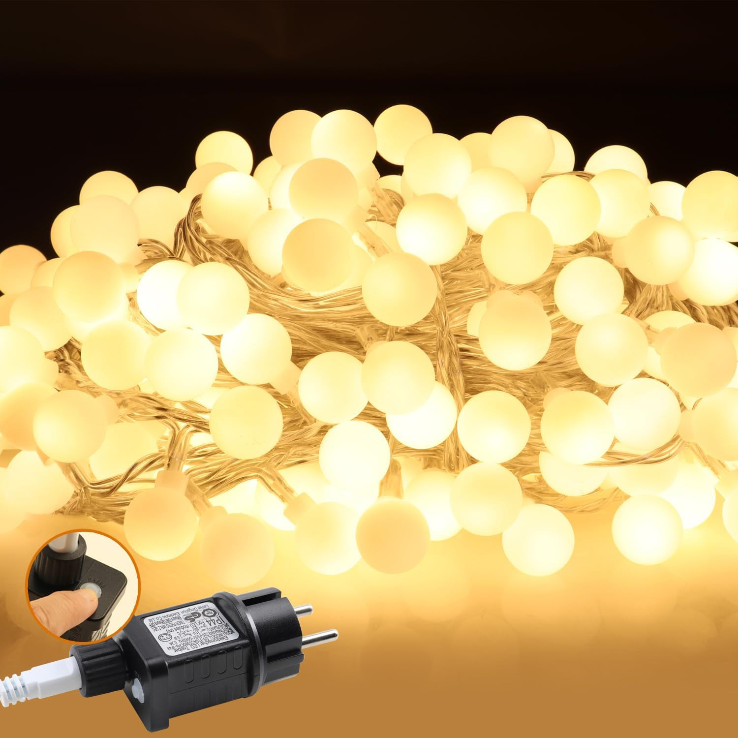Luci a Sfera LED 12m Bianco Caldo - Illuminazione Decorativa Design