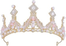Girls Crystal Tiara Princess Crown Tiaras Pink Princess Crown Tiara for Littl...