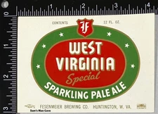 West Virginia Special Sparkling Ale Beer Label - WEST VIRGINIA