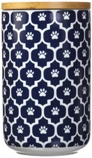Bone Dry Lattice Collection Pet Canister, 4x4x6.5", Nautical Blue