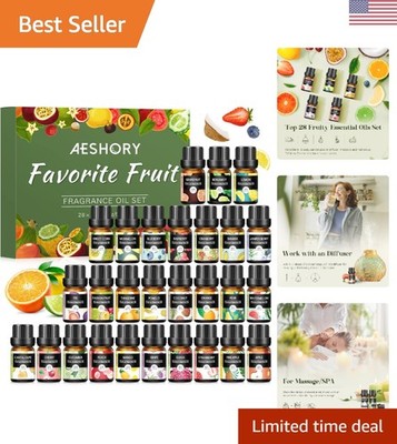 Elegant Gift Set of 28 Fruity Essential Oils - Perfect for Candle & Soap Making