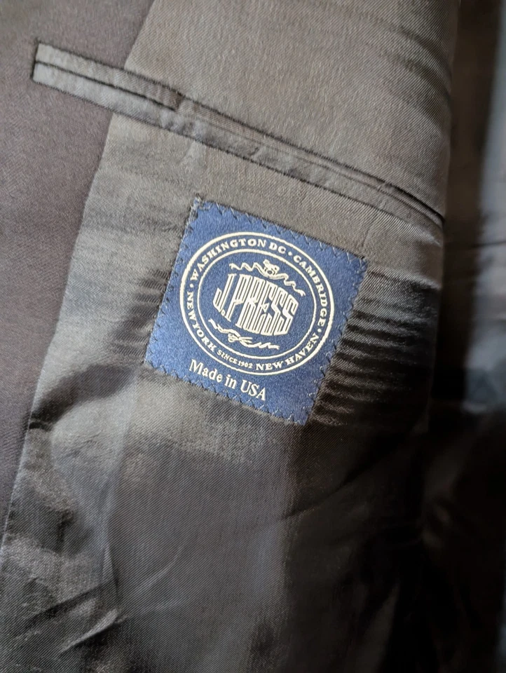 J. Press Custom Tailored Made in USA 3 Button Suit Wool Blue Size 48 LNG (Read) - Image 2 of 4