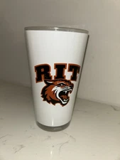RIT Rochester Institute of Technology Pint Glass Frosted White W/ Tiger
