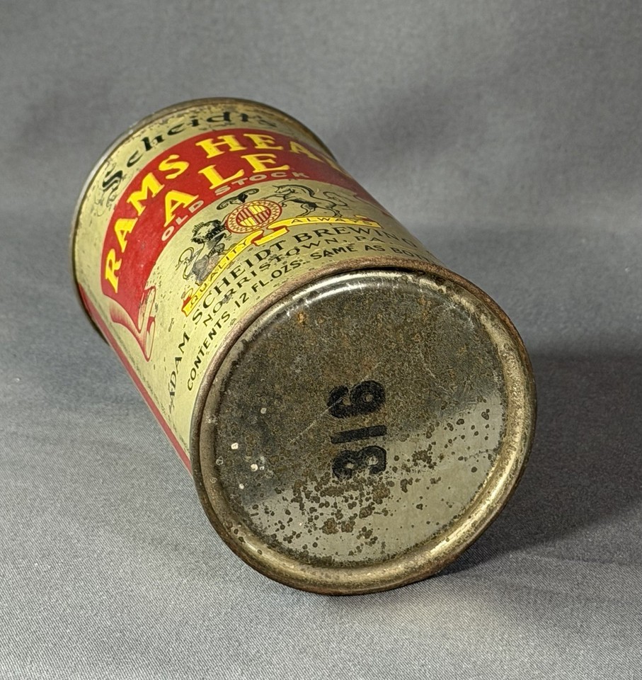 Scarce Scheidt’s Rams Head Ale Flat Top Beer Can IRTP/OI Empty 1935 ...