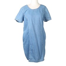 Vintage 90s Boston Classics light wash blue denim mini t-shirt dress 10