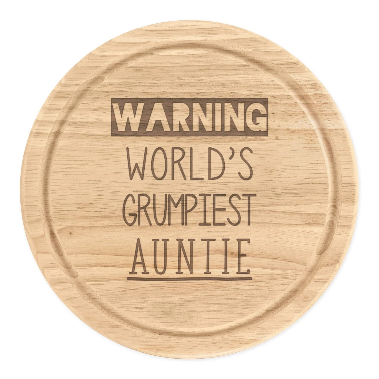 Warning World's Grumpiest Auntie Round Chopping Cheese Board Awesome Best