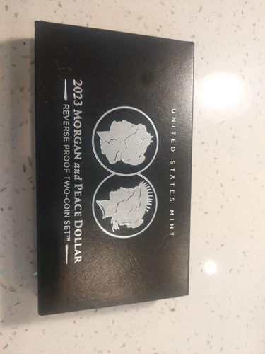 2023-S Reverse Proof $1 Morgan and Peace Silver Dollar 2pc Set Box ,OGP &