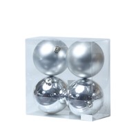 Christbaumkugeln Weihnachtskugeln Christbaumschmuck Kunststoff Silber 10Cm 4St.
