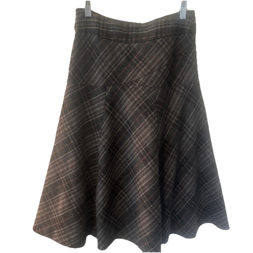 Gonna donna vintage anni 70 a quadri linea A 27” vita misto lana zip laterale - Foto 3 di 18