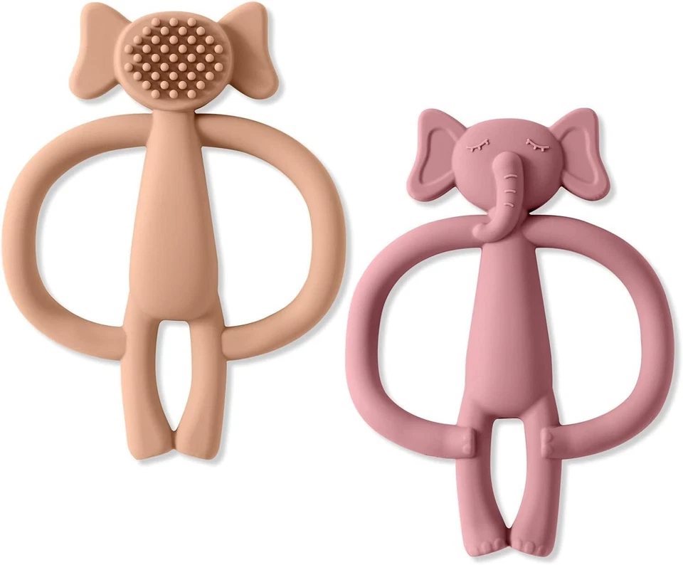 VICLOON ELEPHANT BABY TODDLER TEETHING TOYS 2-PACK FOR SORE GUMS SILICONE