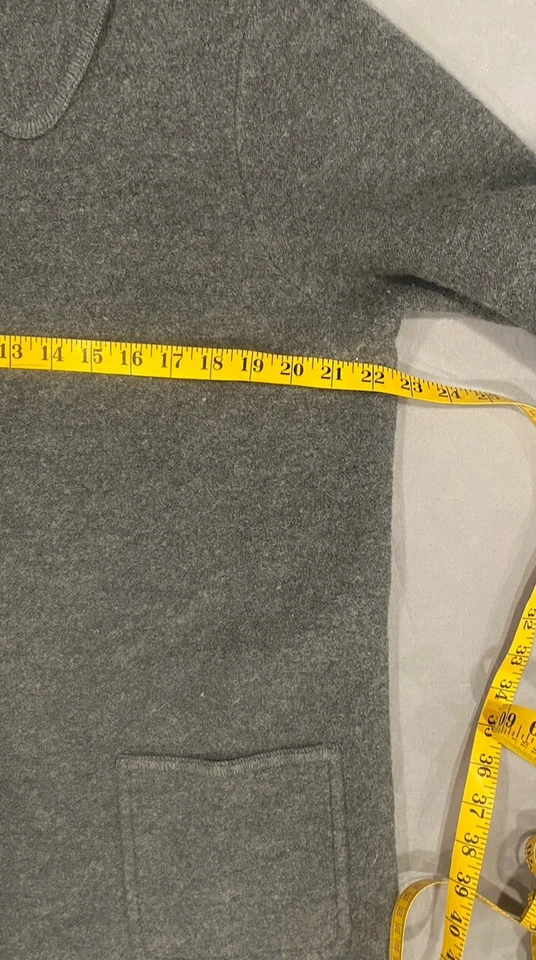 Cárdigan Suéter Casual Esquinero Para Mujer L Gris 100% Lana Bolsillo Botón Grannycore Foto 4 de 4