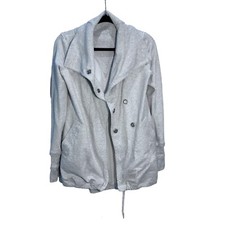 Lululemon Woman's Light Heathered Grey Jersey Snap Buttons Thumbholes Jacket 4