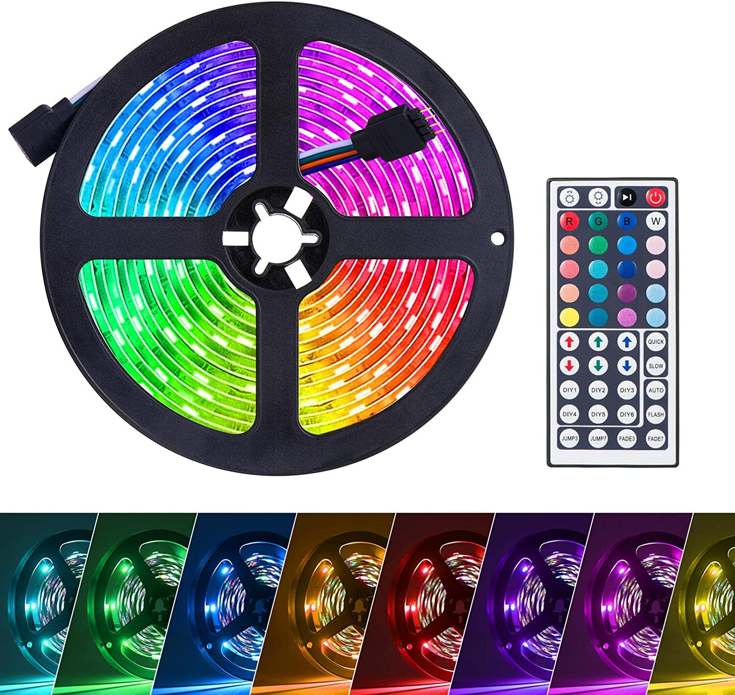RGB LED Strip Lights with Remote Control for Home, Kitchen, Bedroom, Dorm, Desk Decoration-image