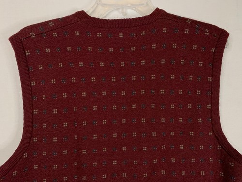 Polo by Ralph Lauren Knit Vest V-Neck Sz L Burgundy Geometric Academia Golf - Picture 6 of 8