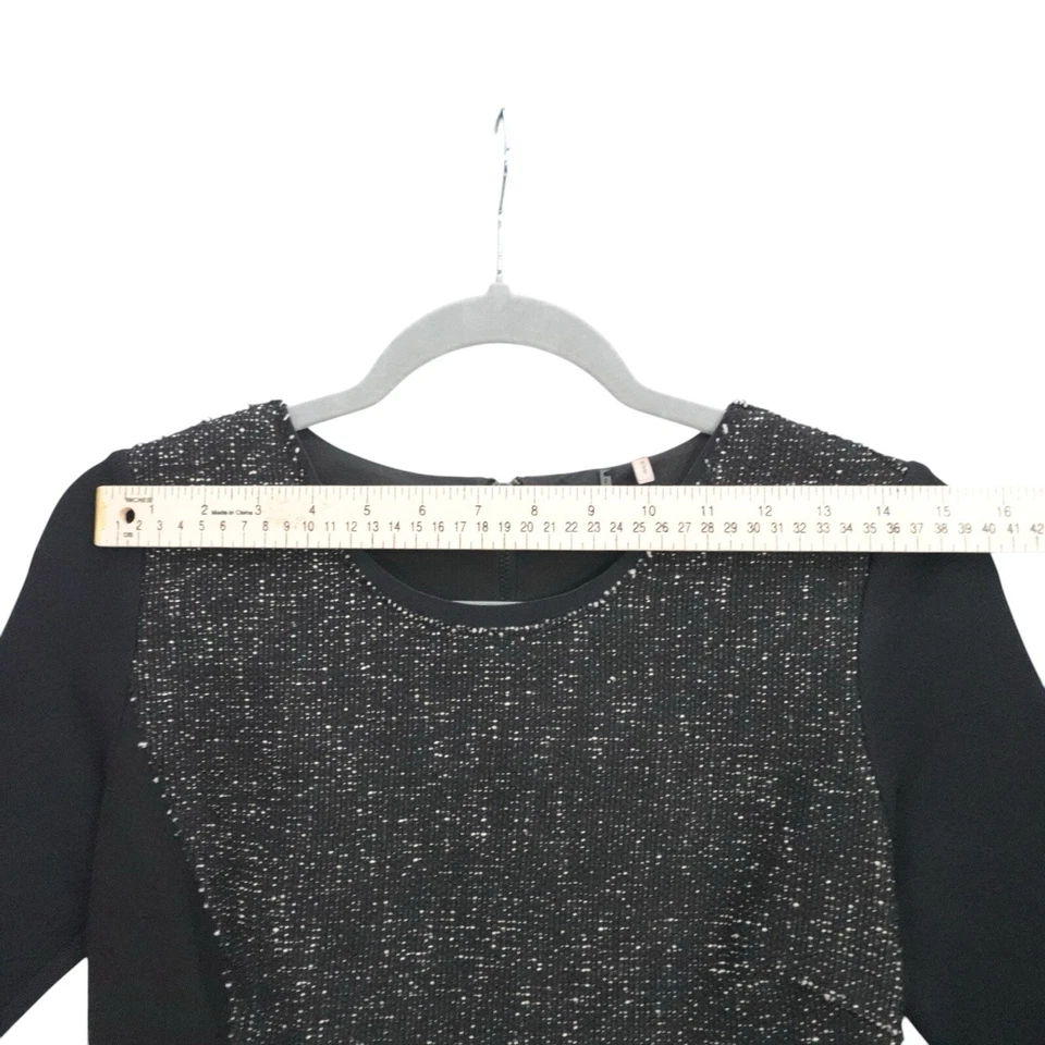 Elie Tahari Patchwork Textured Short Sleeve Sheath Office Siren Dress Black Sz 2 - Image 4 of 4