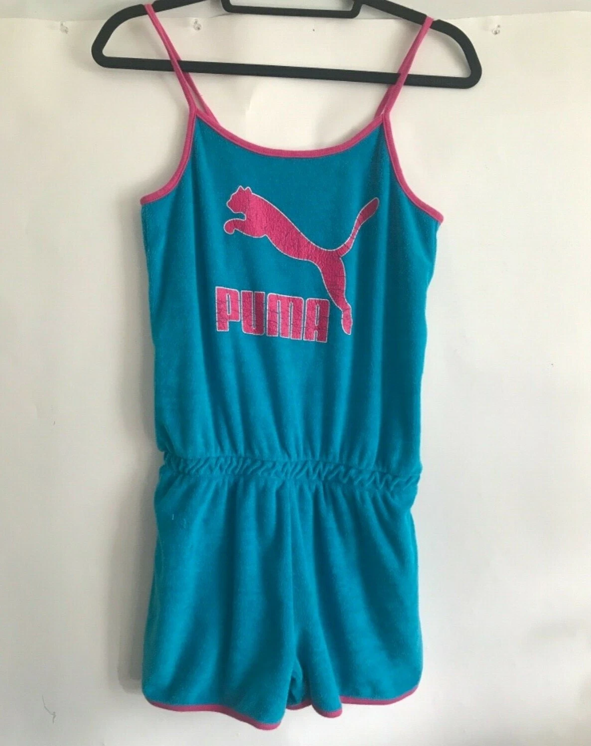PUMA Romper XL 16 Youth Girls Logo Contrasting Trim Shorts Sleeveless One Piece