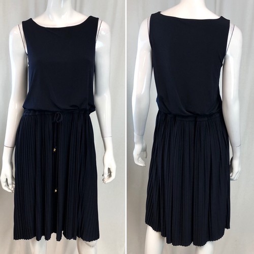 Ivanka Trump 2 Navy Blue Sleeveless Pleated Accordion Flare Knee Length Dress