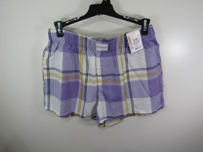 New Joy Spun Sleep Short Size XS 0 2 Purple Plaid Elastic Waist Pockets