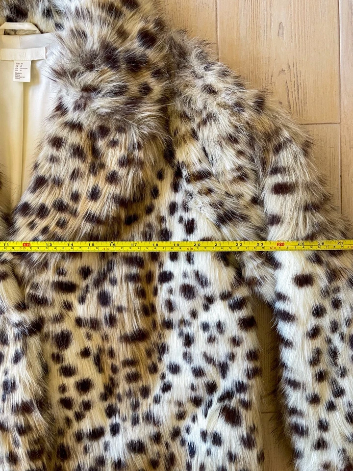 H&M Abrigo de Invierno Estampado Leopardo Piel Sintética Completamente Forrado con Bolsillos Talla 14 Foto 4 de 4